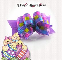 Dog Bow-Tiny Ties, Easter Checkers, Lilac