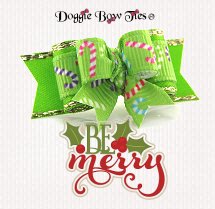 Dog Bows-Tiny Ties, Christmas Tiny Candy Canes Lime