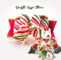 Dog Bow-Tiny Ties, Christmas Red Spearmint