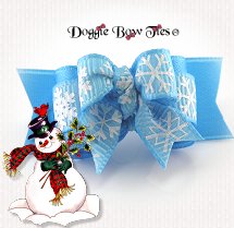 Dog Bow-TinyTies, Snowflake, Blue