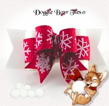 Dog Bow-Tiny Ties, Snowflake, Red and White