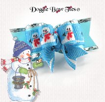 Dog Bow-Tiny Ties, Christmas Snowman