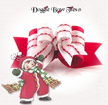 Dog Bow-Tiny Ties, Christmas, Red Tinsel Satin