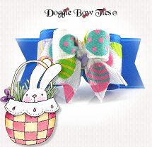 Dog Bow-Tiny Ties, Easter Eggs, Turquoise