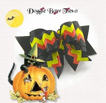 Dog Bow-Holiday Tiny Ties, Halloween, Black Zig Zag