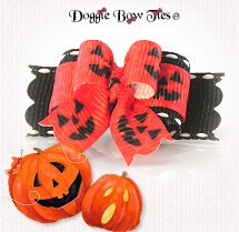 Dog Bow-Tiny Ties, Halloween Pumpkin Face