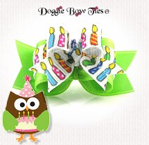 Dog Bow-Tiny Ties Happy Birthday Candles Lime