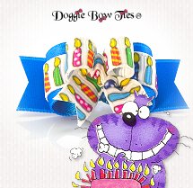 Dog Bow-Tint Ties, Happy Birthday Candles Turquoise