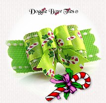 Dog Bow-Holiday Tiny Ties, Christmas, Lime Candy Canes
