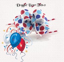Dog Bows-Tiny Ties, Patriotic Dots