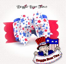 Dog Bow-Tiny Ties, Red and Blue Stars