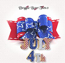 Dog Bow-Tiny Ties, Patriotic, Stars Royal Blue