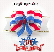 Dog Bow-Tiny Ties, Holiday, Patriotic Stripes
