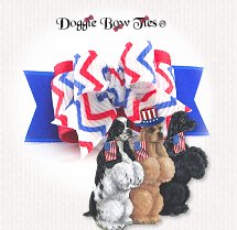 Dog Bow-Tiny Ties, Patriotic Red and Blue Stripes