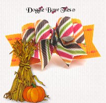 Dog Bow-Tiny Ties, Fall Pumpkin Stripes