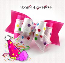 Dog Bow-Tiny Ties, Hot Pink Party Dots