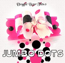 Dog Bow-Tiny Ties Hot Pink Jumbo Dots