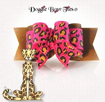 Dog Bow-Tiny Ties, Hot Pink Leopard
