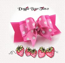 Dog Bow-Tiny Ties, Hot Pink Swiss Dot