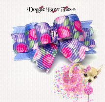 Dog Bow-Tiny Ties, Iris Cabbage Rose