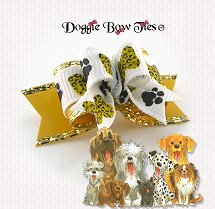 Dog Bow-Tiny Ties, Leopard Paws, Gold