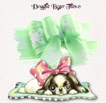 Dog Bows-Tiny Ties, Pastel Green White Butterfly
