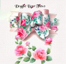 Dog Bow-Tiny Ties, Light Pink English Roses