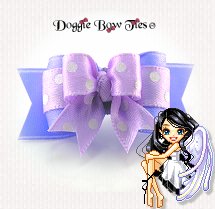 Dog Bow-Tiny Ties, Iris with Lilac Swiss Dot