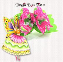 Dog Bows-Tiny Ties, Lime/Hot Pink Sea Shell Crab