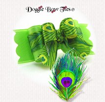 Dog Bow-Tiny Ties, Lime Peacock