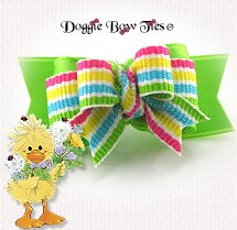 Dog Bow-Tiny Ties, Lime Tango of Stripes