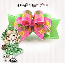 Dog Bow-Tiny Ties,Mayflower Green and Pinks