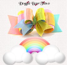 Dog Bow-Tiny Ties, Pastel Rainbow