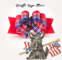 Dog Bow-Tiny Ties, Patriotic Plaid, Red