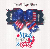 Dog Bow-Tiny Ties Holiday, Patriotic Crystal Sparkler 