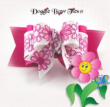 Dog Bow-Tiny Ties, Raspberry Daisy