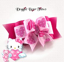 Dog Bow-Tiny Ties, Pink Hearts Everywhere