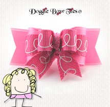 Dog Bow-Tiny Ties, Pink Scribbles