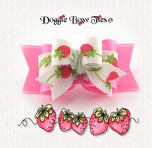 Dog Bow-Tiny Ties, Pink Strawberry