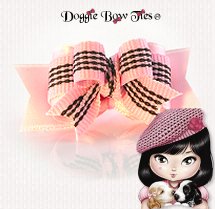 Dog Bow-Tiny Ties, Pink and Brown Uptown Girl
