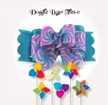 Dog Bow-Tiny Ties, Pinwheel, Teal