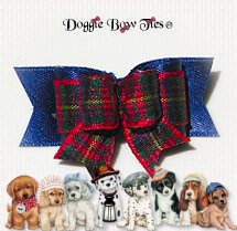 Dog Bow-Tiny Ties, Denim Tartan Plaid