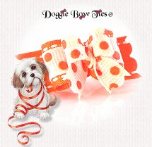 Dog Bow-Tiny Ties, Polka Dot Stitches, Orange