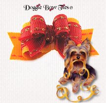 Dog Bow~Tiny Ties, Gold Stritch, Pumpkin Ginger