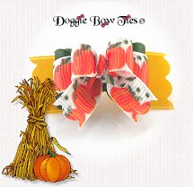 Dog Bow-Tiny Ties, Fall Pumpkins Old Gold