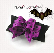 Dog Bow-Tiny Ties, Halloween Purple Dottie
