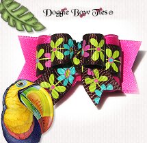Dog Bow-Tiny Ties, Hot Pink, Rain Forest