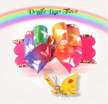 Dog Bow-Tiny Ties, Rainbow Butterfly