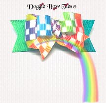 Dog Bow-Tiny Ties Rainbow Checks