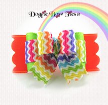 Dog Bow-Tiny Ties, Rainbow Chevron